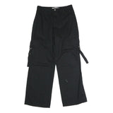 TINSEL TOWN Womens Black Cotton Blend Regular Wide-Leg Trousers W30 L32 Casual