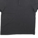 CALVIN KLEIN Mens Black Polo Shirt L Cotton Blend Short Sleeve Plain Casual