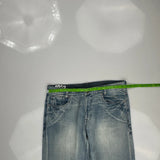 Skull Crown Embroidery Unbranded Graphic Jeans - 37W 31L Light Wash Cotton