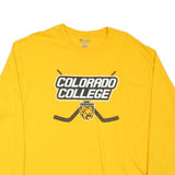 CHAMPION Mens Yellow Colorado College Long Sleeve Crew Neck T-Shirt XL Cotton