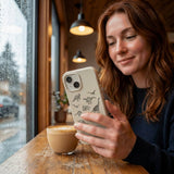 London Fog Dinosaurology iPhone 14 Case - Lifestyle photo showing phone case in use