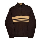 Tommy Hilfiger Striped 1/4 Zip - Large Beige Cotton