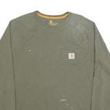 CARHARTT Mens Green Long Sleeve Crew Neck Pocket T-Shirt L Casual Workwear