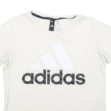 ADIDAS Womens White Cotton Blend Graphic T-Shirt L Short Sleeve Crew Neck Logo