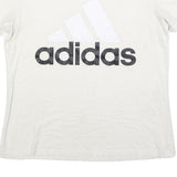 ADIDAS Womens White Cotton Blend Graphic T-Shirt L Short Sleeve Crew Neck Logo