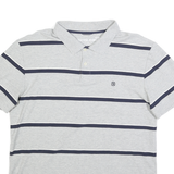 NAUTICA Mens Grey & Navy Striped Short Sleeve Polo Shirt 2XL Classic Cotton