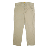 CARHARTT Mens Cotton Blend Beige Relaxed Straight Trousers W40 L34 Workwear Zip