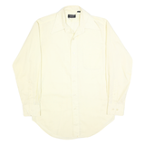 TORONTO Mens Cream Plain Shirt S Classic Cotton Blend Long Sleeve Button Collar