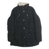 NAUTICA Womens Black Quilted Jacket M Polyester Blend Zip Warm Casual Outerwear