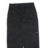 DICKIES Mens Cotton Blend Black Regular Straight Trousers W36 L32 Workwear Zip