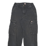 DICKIES Mens Cotton Blend Black Relaxed Cargo Trousers W24 L27 Workwear Zip