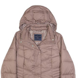 TOMMY HILFIGER Womens Taupe Jacket M Polyester Quilted Puffer Zip Up Hooded