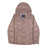 TOMMY HILFIGER Womens Taupe Jacket M Polyester Quilted Puffer Zip Up Hooded
