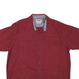 WRANGLER Mens Red Shirt XL Cotton Blend Button Short Sleeve Casual Workwear