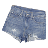 LEVI'S Womens Denim Blue Casual Cut-Off XS W24 Distressed Short Shorts