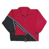 Womens Red & Black Polyester Patterned Fleece Jacket XL Casual Outdoor Warm