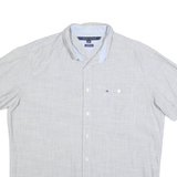 TOMMY HILFIGER Mens Light Grey Cotton Blend Shirt L Classic Fit Casual