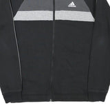 ADIDAS Mens Black & Grey Track Jacket M Cotton Blend Zip Striped Sportswear