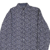 PAUL & SHARK Mens Blue Floral Pattern Cotton Blend Shirt L Stylish Casual Wear