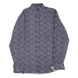 PAUL & SHARK Mens Blue Floral Pattern Cotton Blend Shirt L Stylish Casual Wear