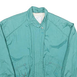 RAINBOW NEST Womens Turquoise Nylon Zip Jacket S Plain Lightweight Casual