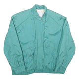 RAINBOW NEST Womens Turquoise Nylon Zip Jacket S Plain Lightweight Casual