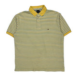 Tommy Hilfiger Striped Polo Shirt - Large Blue Cotton