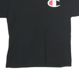CHAMPION Mens Black Graphic T-Shirt M Short Sleeve Crew Neck Logo Print
