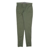 TOMMY HILFIGER Womens Cotton Blend Green Slim Tapered Trousers W30 L33 Stylish