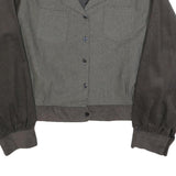 SUGAR SHACK Womens Grey & Brown Button Jacket 2XL Polyester Blend Corduroy
