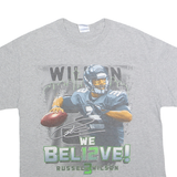 GILDEN Mens Grey Russell Wilson Football Graphic T-Shirt M Crew Neck Short