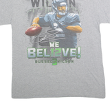 GILDEN Mens Grey Russell Wilson Football Graphic T-Shirt M Crew Neck Short