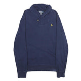 POLO RALPH LAUREN Mens Navy Blue Shawl Collar M Cotton Blend Sweatshirt