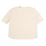 ZARA Womens Cream Top Short Sleeve Round Neck Lace Detail L Elegant