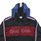 REEBOK Mens Black & Blue Track Jacket L Polyester Blend Sports Style Zip Hooded