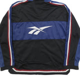 REEBOK Mens Black & Blue Track Jacket L Polyester Blend Sports Style Zip Hooded