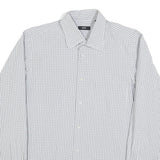 HUGO BOSS Mens White & Black Checked Shirt M Cotton Blend Classic Formal