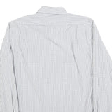 HUGO BOSS Mens White & Black Checked Shirt M Cotton Blend Classic Formal