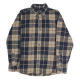 RIDGECUT Mens Beige & Blue Check Shirt M Button-Down Casual Cotton Blend
