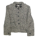 KAREN MILLEN Womens Black & Cream Wool Blend Button Jacket UK 10 Tweed Classic