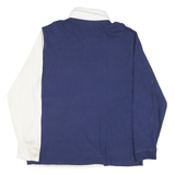 LEVI'S Mens Blue & White Long Sleeve Colourblock Polo Shirt L Cotton Blend