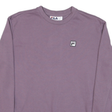 FILA Mens Purple Sweatshirt Crew Neck S Striped Cuffs Logo Patch