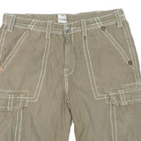 TRUE RELIGION Mens Shorts Beige XL W38 Cargo Cotton Blend Contrast Stitching