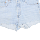 LEVI'S Womens Denim Blue Casual Shorts L W34 Frayed Hem