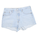 LEVI'S Womens Denim Blue Casual Shorts L W34 Frayed Hem