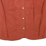 CLASSIC SET Womens Red Button Jacket L Polyester Blend Embroidered Floral