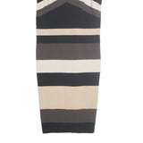 KAREN MILLEN Womens Black & Beige Striped Bodycon Knit Sleeveless Midi Dress S
