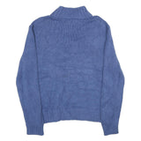 POLO RALPH LAUREN Mens Blue Jumper Plain 1/4 Zip Basic Knit L Cotton Casual