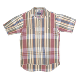 WRANGLER Mens Beige & Red Cotton Shirt L Classic Western Short Sleeve Casual
