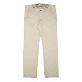 SCOTCH VINTAGE Mens Cotton Blend Beige Regular Fit Straight Leg Trousers W38 L33